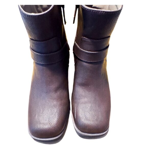 Dr. Scholl’s Janis Brown Buckle Ankle Boots Size 7.5 | Comfort Block Heel Bootie - Picture 3 of 5